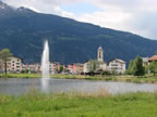 Wasserfontäne auf dem Laaxersee